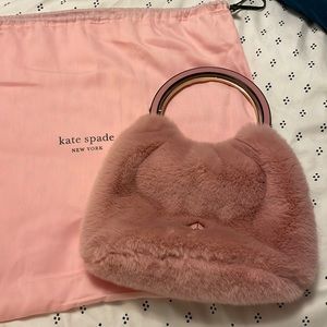 Pink faux fur Kate spade purse